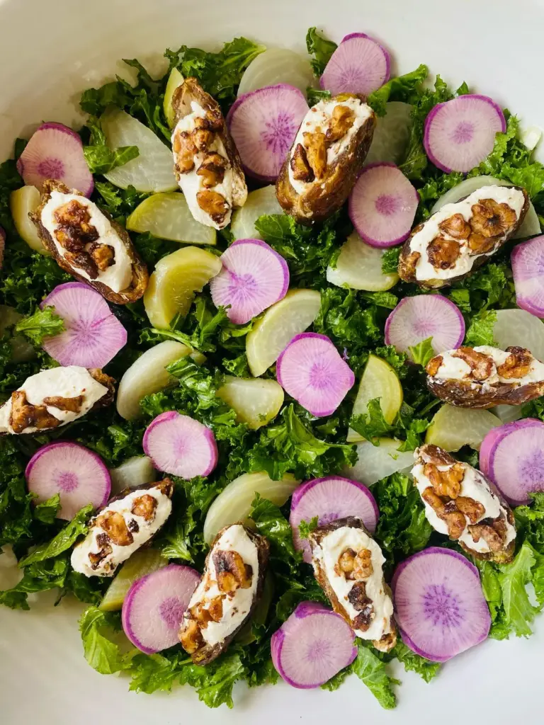 Roasted Stuffed Dates, Radishes & Beets