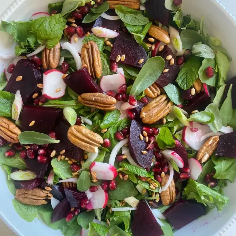 Beets Greens Pecans