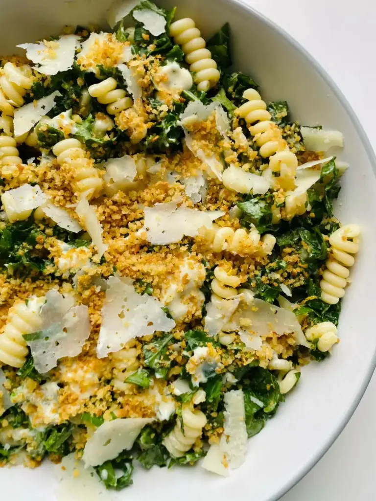 Kale Caesar Pasta Salad