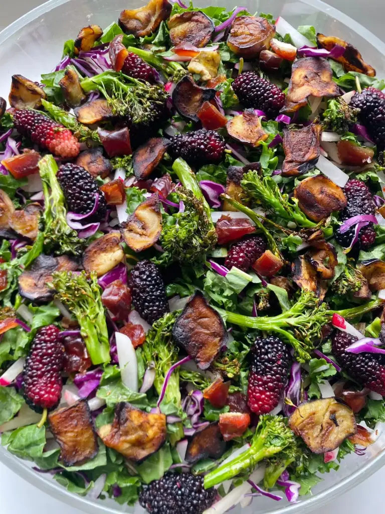 Broccolini Aubergine Kale Salad